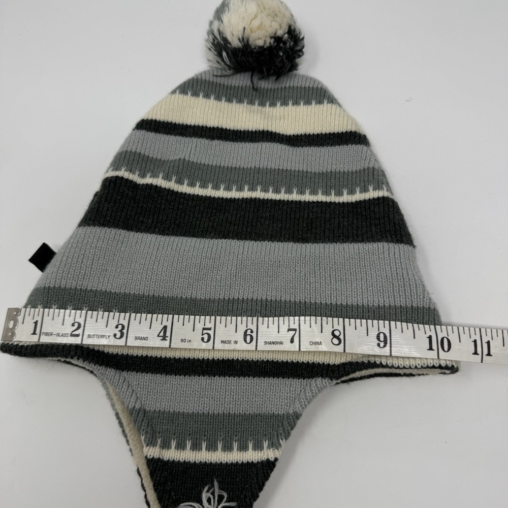 Kangol Stripped Pom Beanie Trapper Hat Held‎ Stitch Snood Ear Flaps Size L/XL - Picture 10 of 11